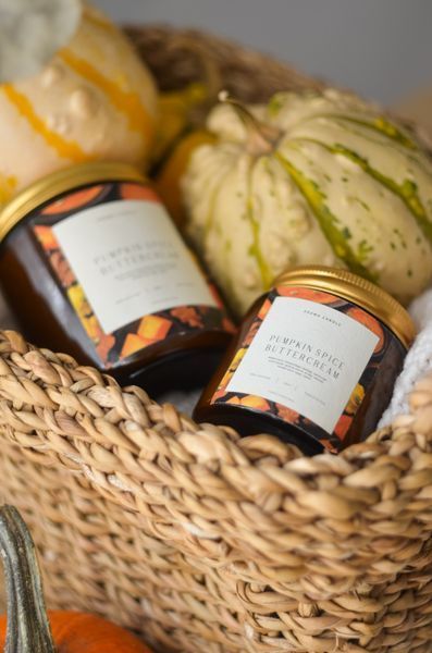 Свічка ароматична PUMPKIN SPICE BUTTERCREAM соєва з гнотиком, що потріскує pumpkin250 фото