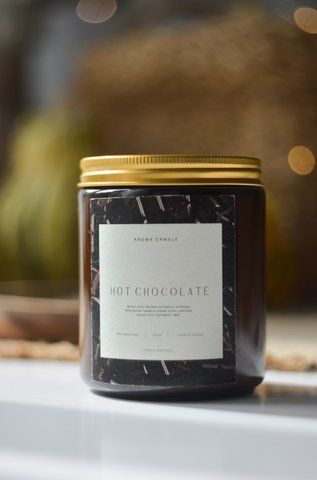 Свічка ароматична HOT CHOCOLATE 250мл соєва з гнотиком, що потріскує chocolate250 фото